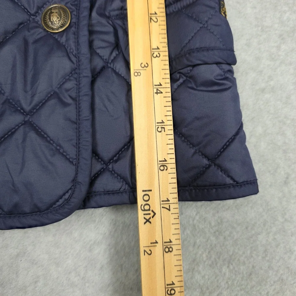 Polo Ralph Lauren Quilted Jacket Girls 5 Navy Blue Double Breasted Crest Button